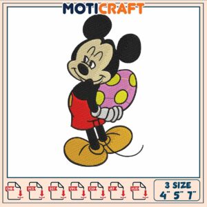 Chillin easter pink embroidery, mickey's first cartoon​ ​embroidery