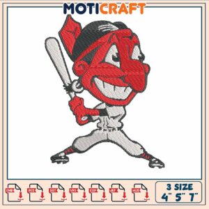 Chief wahoo logo embroidery, indian cleveland roster​ embroidery