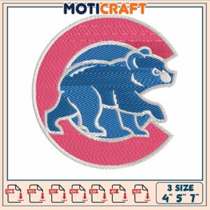 Chicago cub one bear embroidery, baseball in chicago​​​​ embroidery
