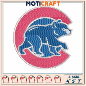 Chicago cub design bear embroidery, baseball chicago​​​ embroidery