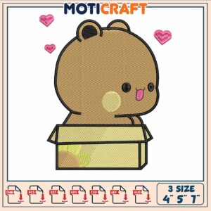Chibi bear design embroidery, cartoon bear​​ embroidery