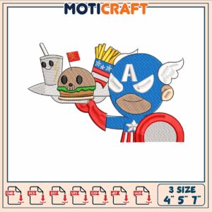 Captain america chibi embroidery, captain america art​ embroidery