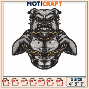 Bull dog angry embroidery, bull dog clip art​​​ embroidery