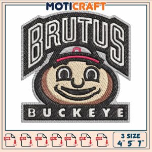 Brutus buckeye logo embroidery, brutus the buckeye​ embroidery
