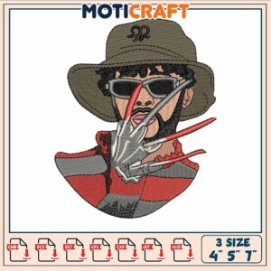 Boy 6 inches embroidery, freddy krueger movies​ ​embroidery