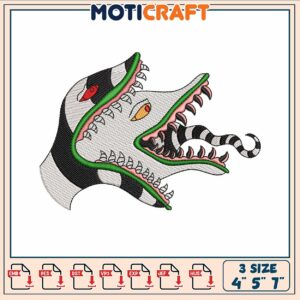 Beetle juice snack embroidery, beetlejuice cartoon​ ​embroidery