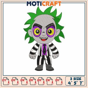 Beetlejuice chibi prison embroidery, watch beetlejuice​ ​embroidery