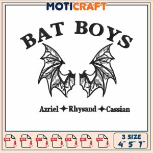 Bat boy wing embroidery, fourth wing fan art​ embroidery