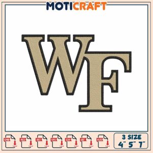 WF Monogram Embroidery Design 4x7 inch