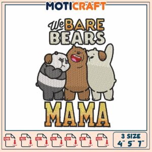 We Bare Bears Mama Embroidery Design for Creative Projects