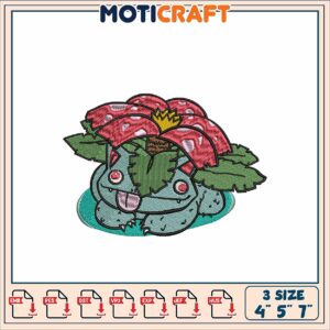 Venusaur Embroidery Design 4x5x7 Inch