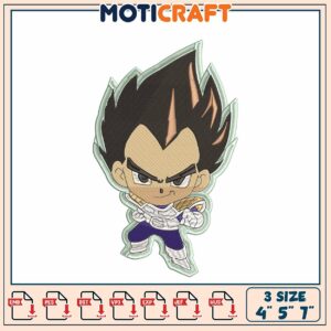 Vegeta Embroidery Design 3 Sizes
