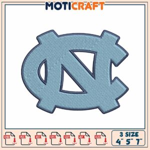 UNC Tar Heel Embroidery Design 3 Sizes