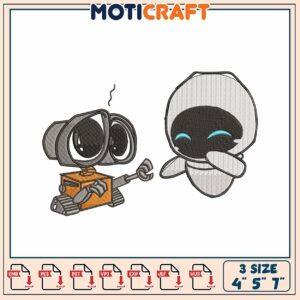 WALL E & EVE Embroidery Design 4x5x7 Inch
