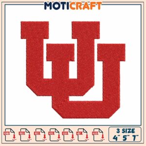 Utah U Embroidery Design 4x5x7 Inch