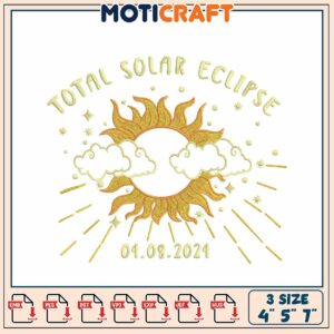 Total Solar Eclipse Embroidery Design for Creative Projects