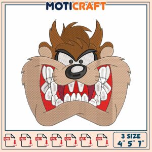 Taz Embroidery Design for Beginners in Multiple Formats and Sizes