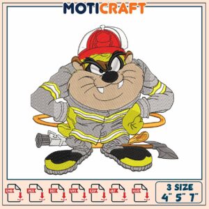 Tasmanian Devil Firefighter Embroidery