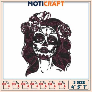 Sugar Skull Girl Embroidery Design