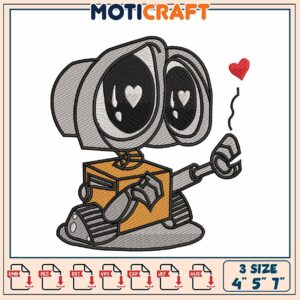 Wall E Embroidery Design 4x5x7 Inch