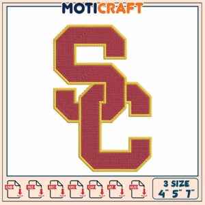 USC Block Letter Embroidery Design 4x5x7 Inch