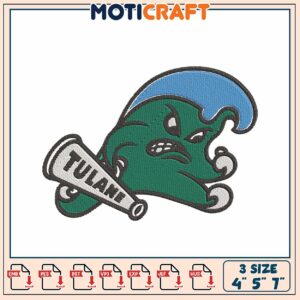 Tulane Wave Mascot Embroidery Design