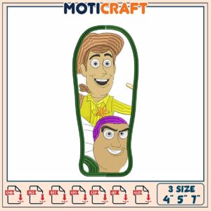 Toy Story Embroidery Design Featuring Woody and Buzz Sizes 4 to 7