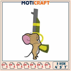 Tom & Jerry Gun Embroidery Design