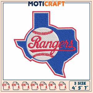 Texas Rangers Baseball Embroidery Design