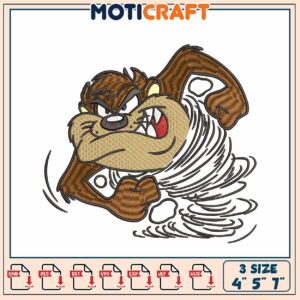 Taz Tornado Embroidery Design 4x5x7 Inch