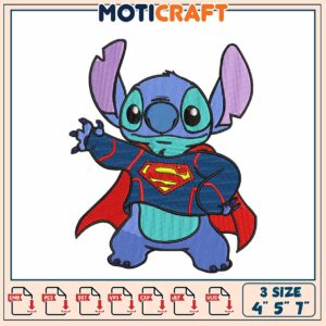 Superhero Stitch Embroidery Pattern of Adorable Cartoon Character