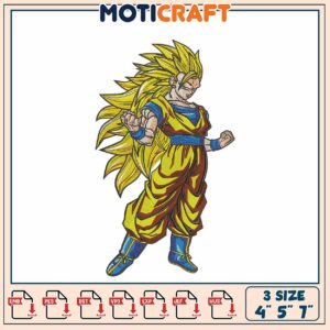 Super Saiyan Embroidery Design 3 Sizes