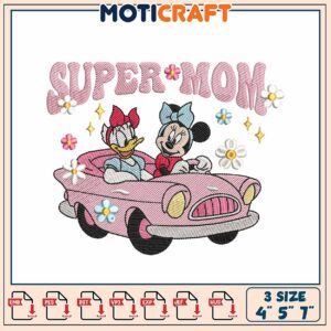 Super Mom Embroidery Design 4x5x7
