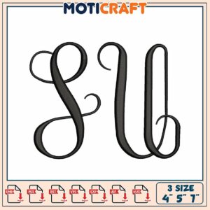 SU Monogram Embroidery Design 4x5x7 Inch