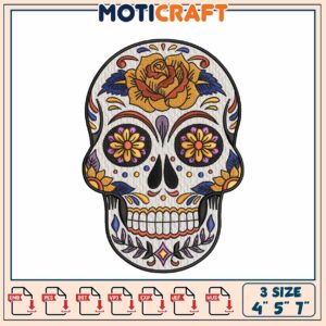 Sugar Skull Embroidery Design 3 Sizes