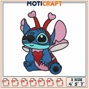 Stitch Valentine Embroidery Design 4x5x7