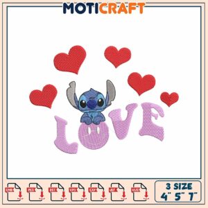 Stitch Love Embroidery Design 4x5x7