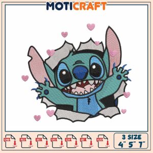 Stitch Embroidery Design 3 Sizes 4x5x7 Inch