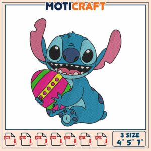 Stitch Easter Egg Embroidery Design 3 Sizes