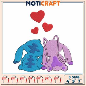 Stitch Couple Embroidery Design 4x5x7 Inch