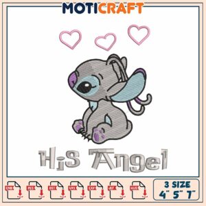 Stitch Angel Embroidery Design 4x5x7 Inch
