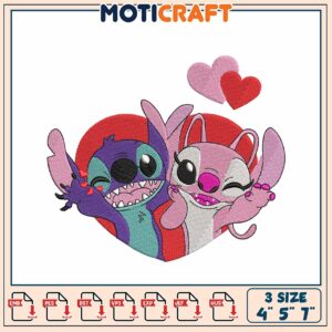Stitch & Angel Embroidery Design 4x5x7 Inch