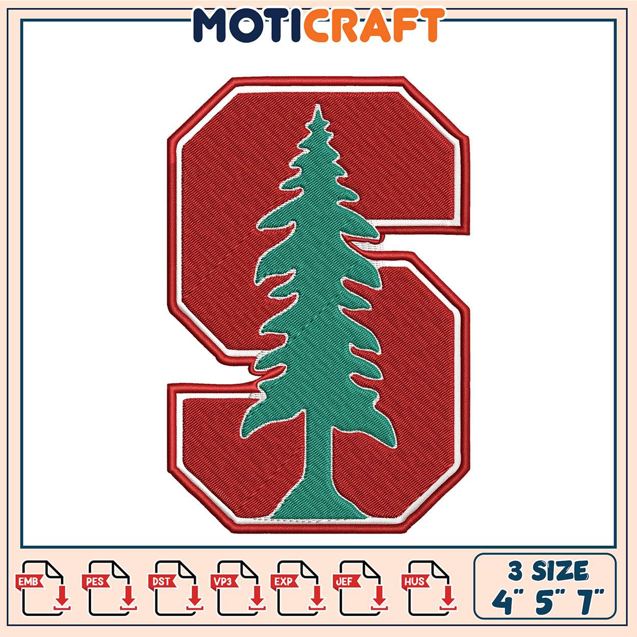 Stanford Tree Embroidery Design 3 Sizes Stanford Tree Embroidery Design 3 Sizes