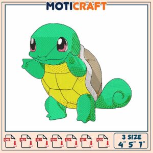 Squirtle Embroidery Design 3 Sizes