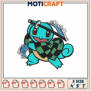 Squirtle Demon Slayer Embroidery Design