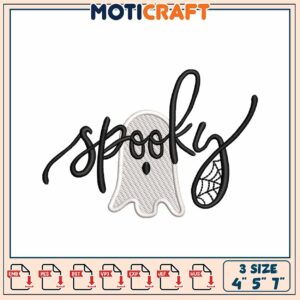 Spooky Ghost Embroidery Design 4x5x7