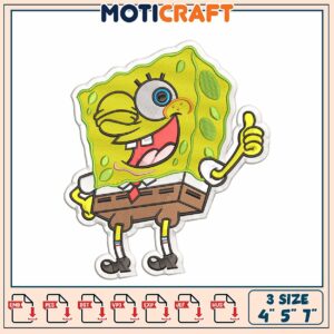 SpongeBob Embroidery Design 3 Sizes