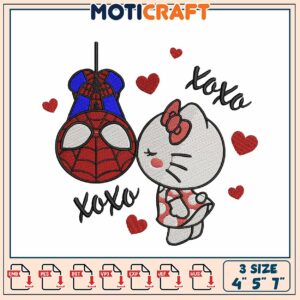 Spiderman Hello Kitty Kiss Embroidery Design