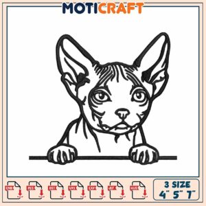Sphynx Kitten Embroidery Design 4x5x7 Inches