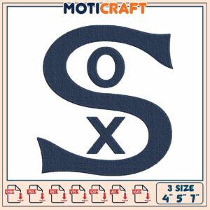 SoX Embroidery Design 4x5x7 Inch